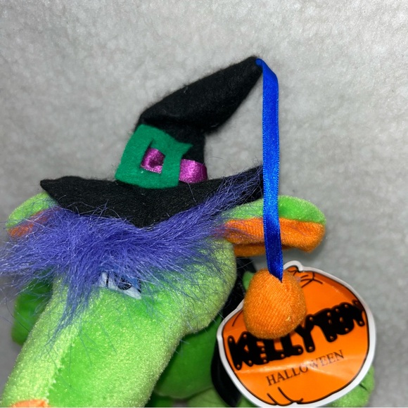 Kellytoy rat w/leather vest vintage halloween green purple orange paper tag 7" - Picture 7 of 13